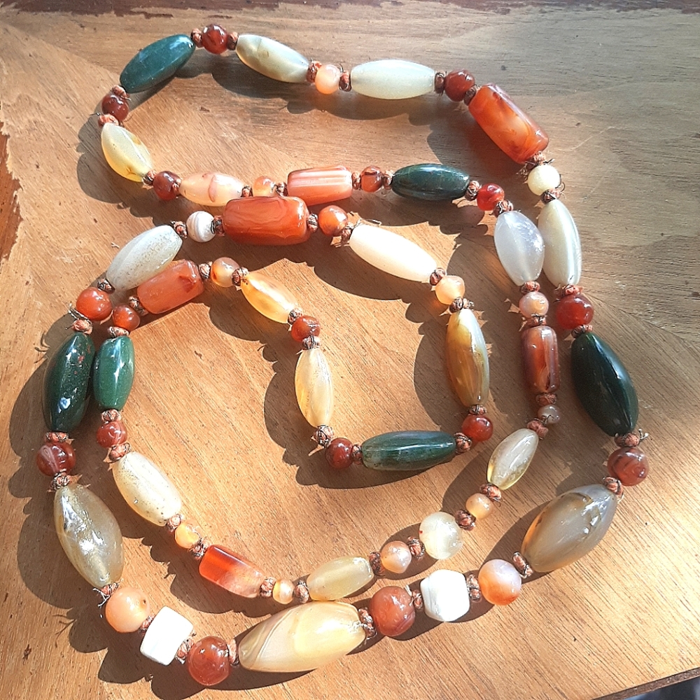 Vintage Natural Gemstone Bead Necklace